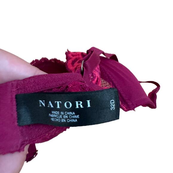 Natori Feathers Contour Plunge Padded T-Shirt Bra Port Maroon Purple 32D - Picture 3 of 3
